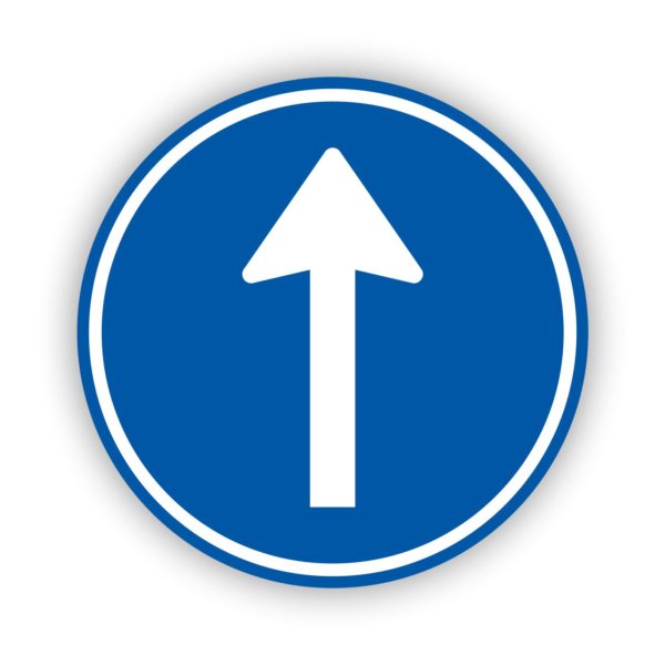 Vloersticker met pijl rechtdoor rond blauw - 10 stuks