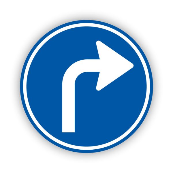Vloersticker met pijl rechtsaf rond blauw