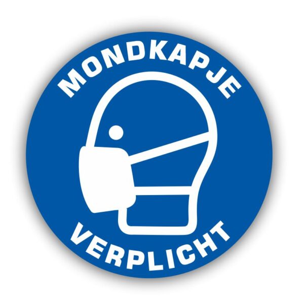 Sticker Mondkapje verplicht rond 15 cm